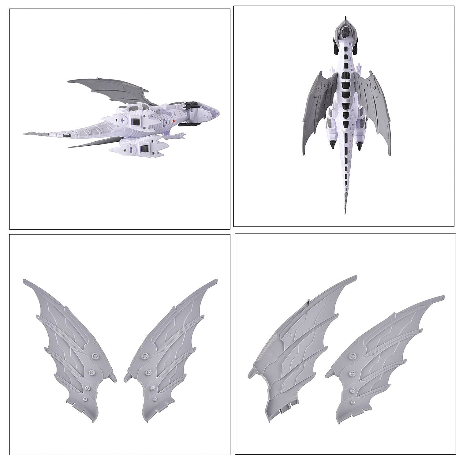 Mechanical Electric Walking Dinosaur with Wings - White - Requires 2AA Batteries (Not Inlcd)