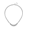 Greek Key White Austrian Crystal Braided Curb Necklace (Size - 20) in Silver Tone
