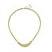 Greek Key White Austrian Crystal Braided Curb Gold Colour Necklace (Size - 20 with Ext)