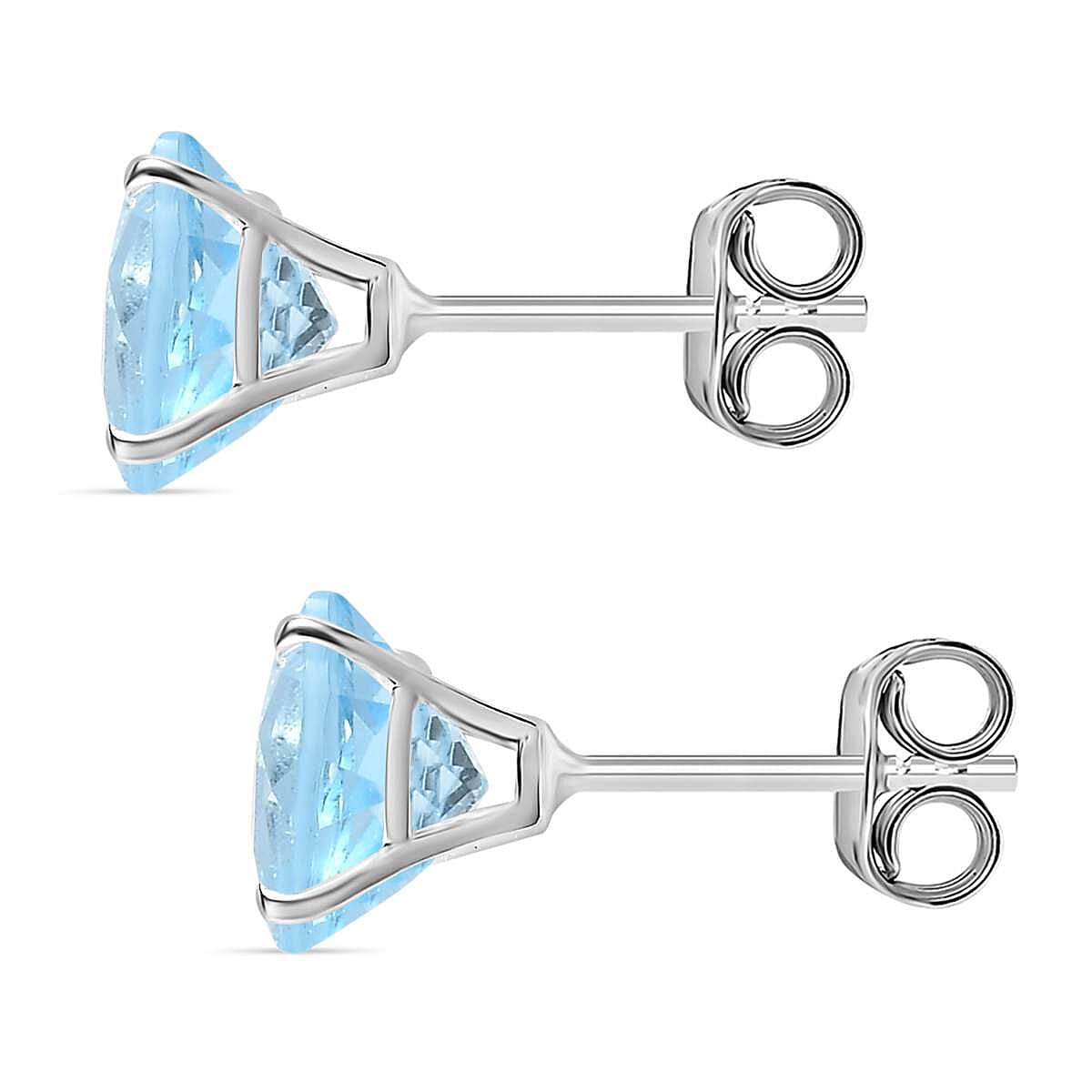 Skyblue Topaz Solitaire Stud Earrings in Sterling Silver 4.83 Ct