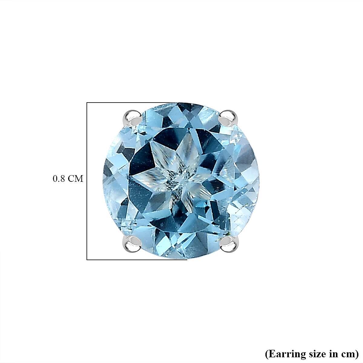 Skyblue Topaz Solitaire Stud Earrings in Sterling Silver 4.83 Ct