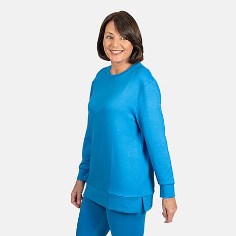 Longline Brush Back Top (Size L) - Blue