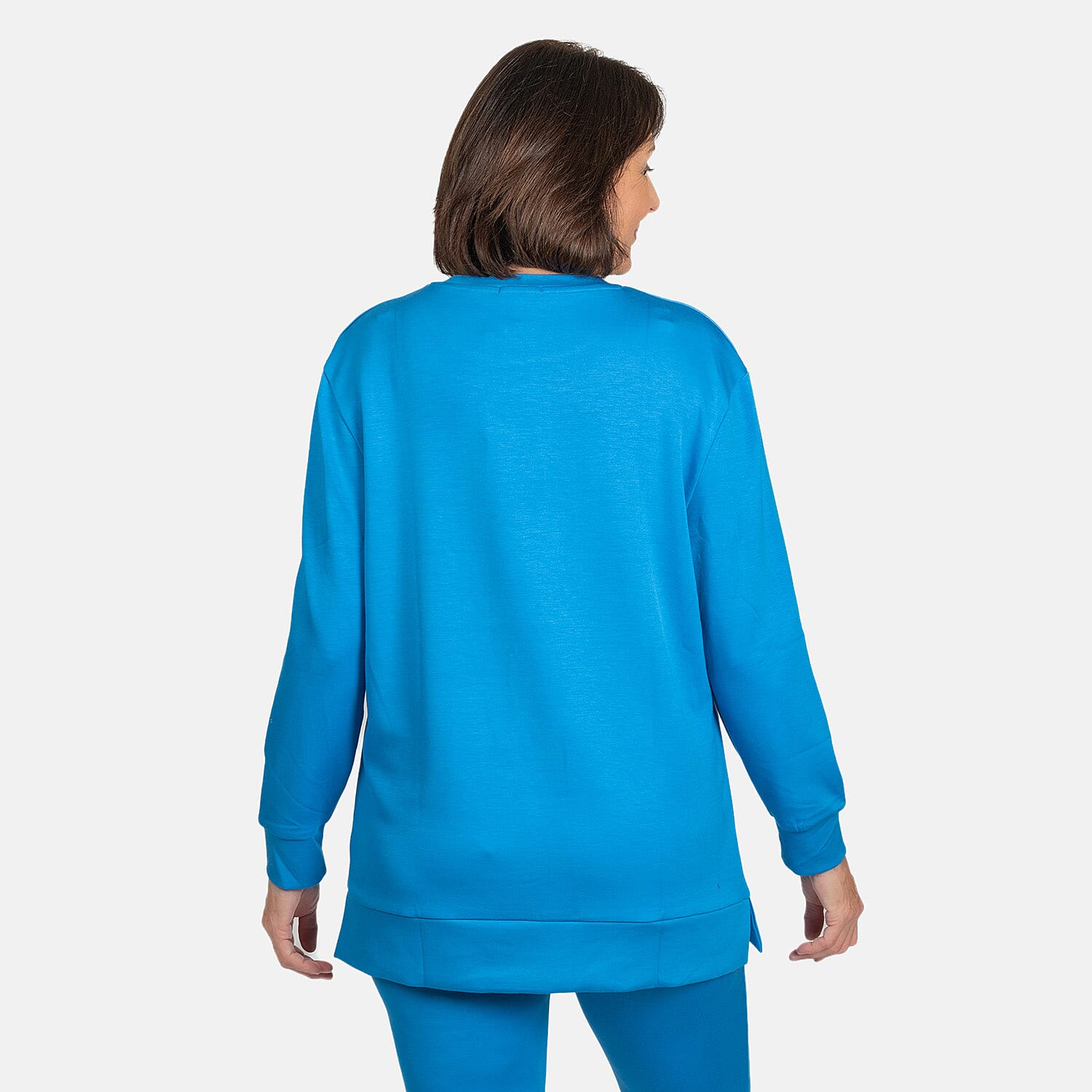 Longline Brush Back Top (Size L) - Blue