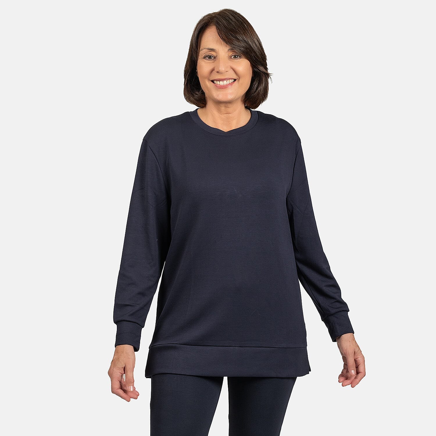 Longline Brush Back Top (Size L) - Blue