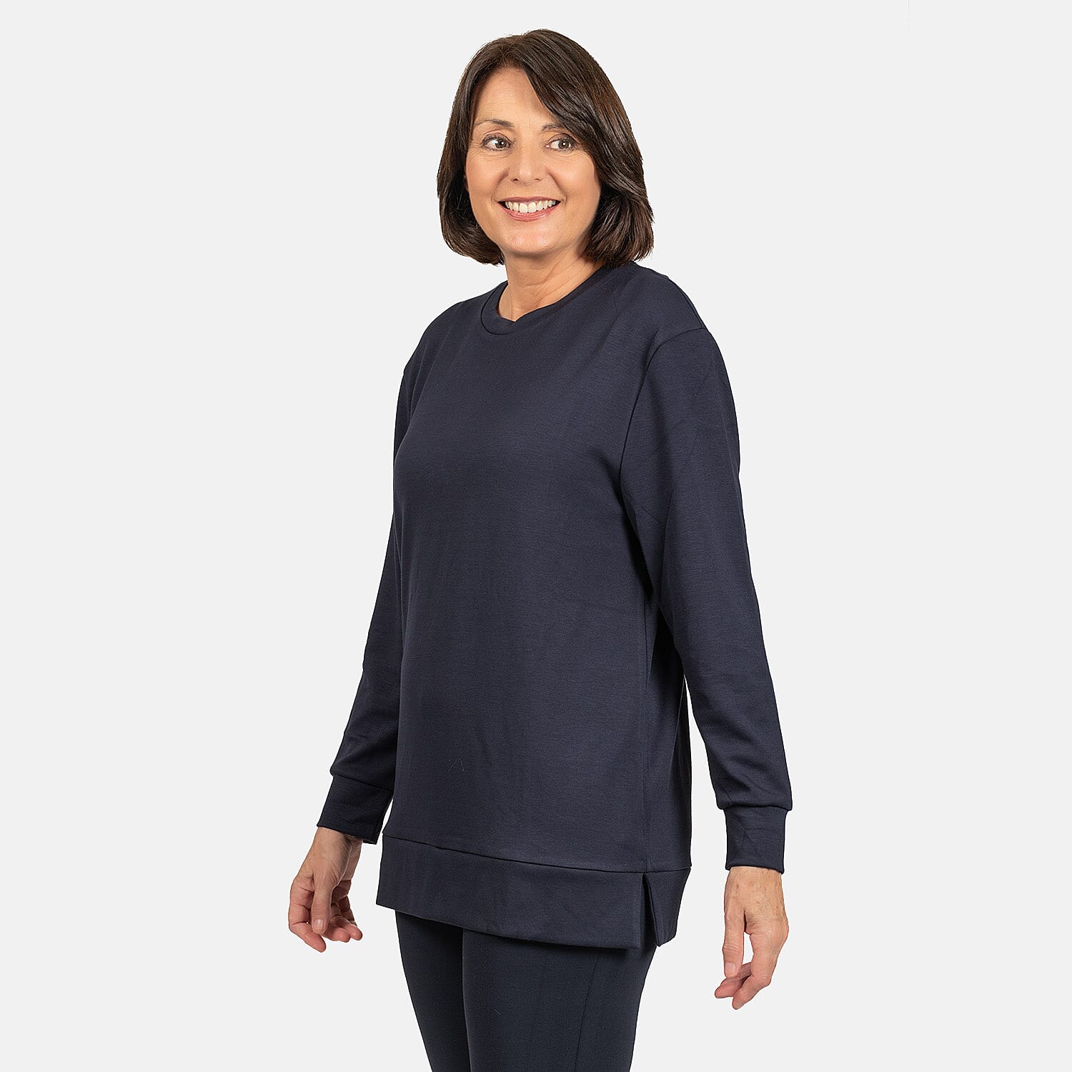 Longline Brush Back Top (Size L) - Blue