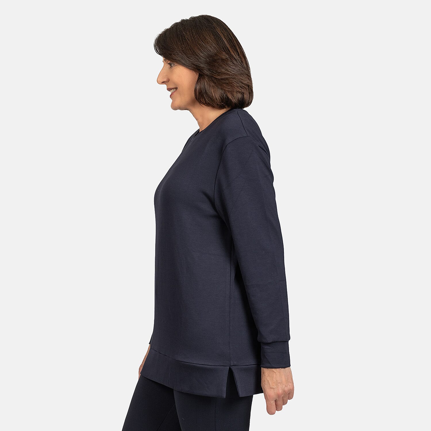 Longline Brush Back Top (Size L) - Blue