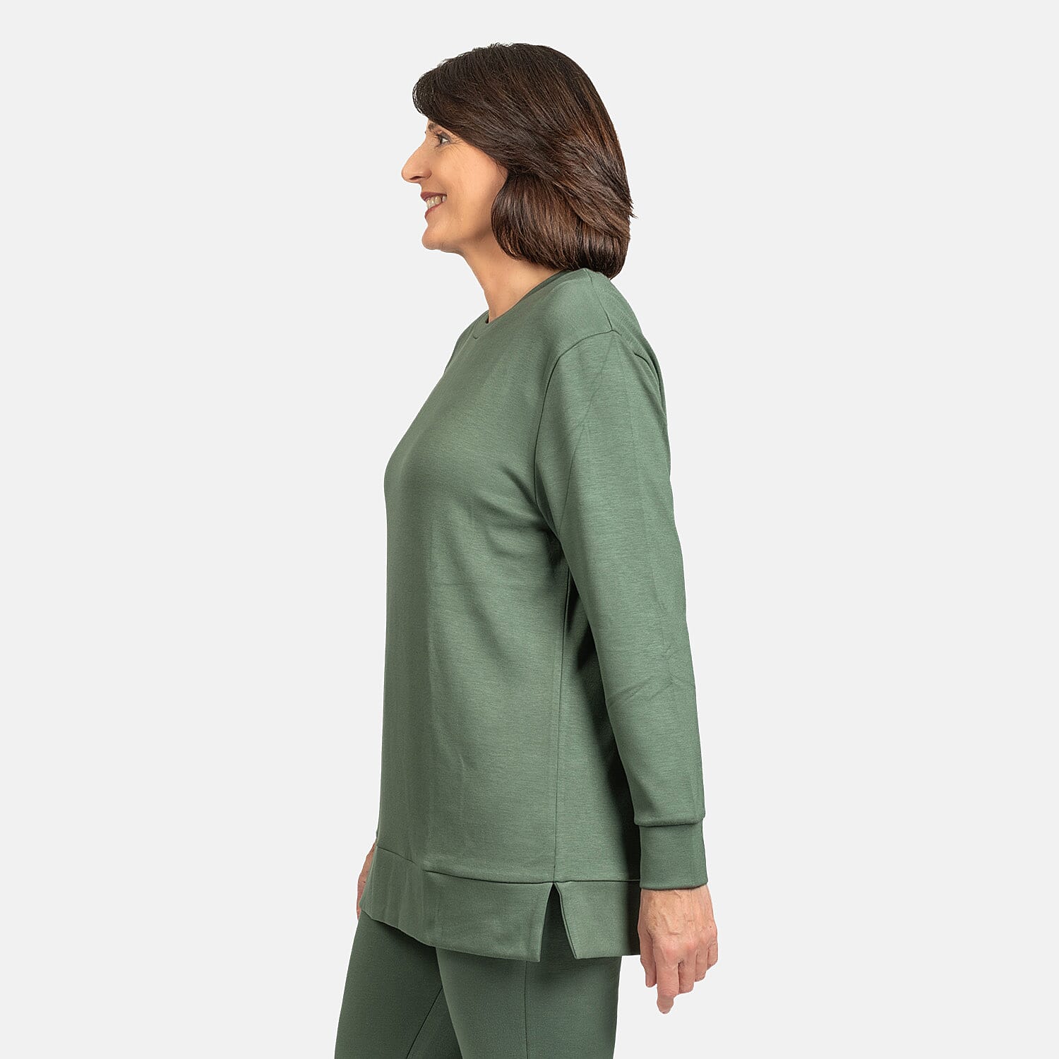 Longline Brush Back Top (Size L) - Blue