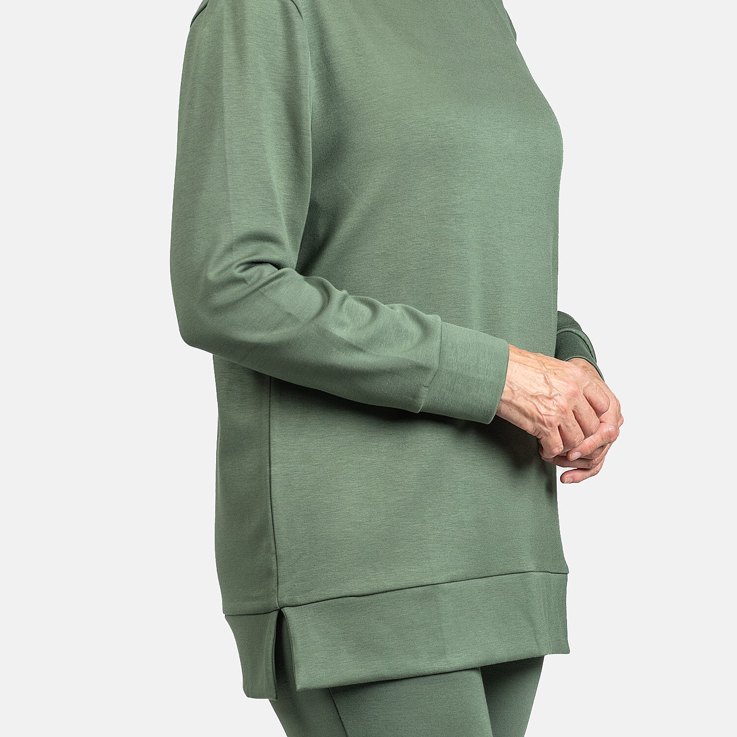 Longline Brush Back Top (Size L) - Blue