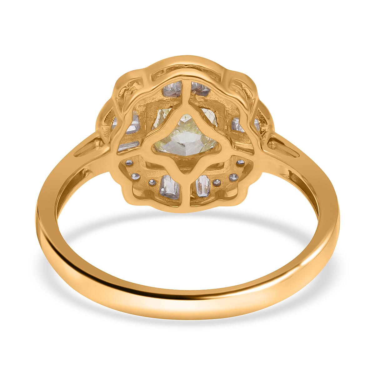 14K Yellow Gold Certified Natural INTENSE Yellow Diamond (0.50Cts) & White Diamond (I1-I2) Ring 1.01 Ct