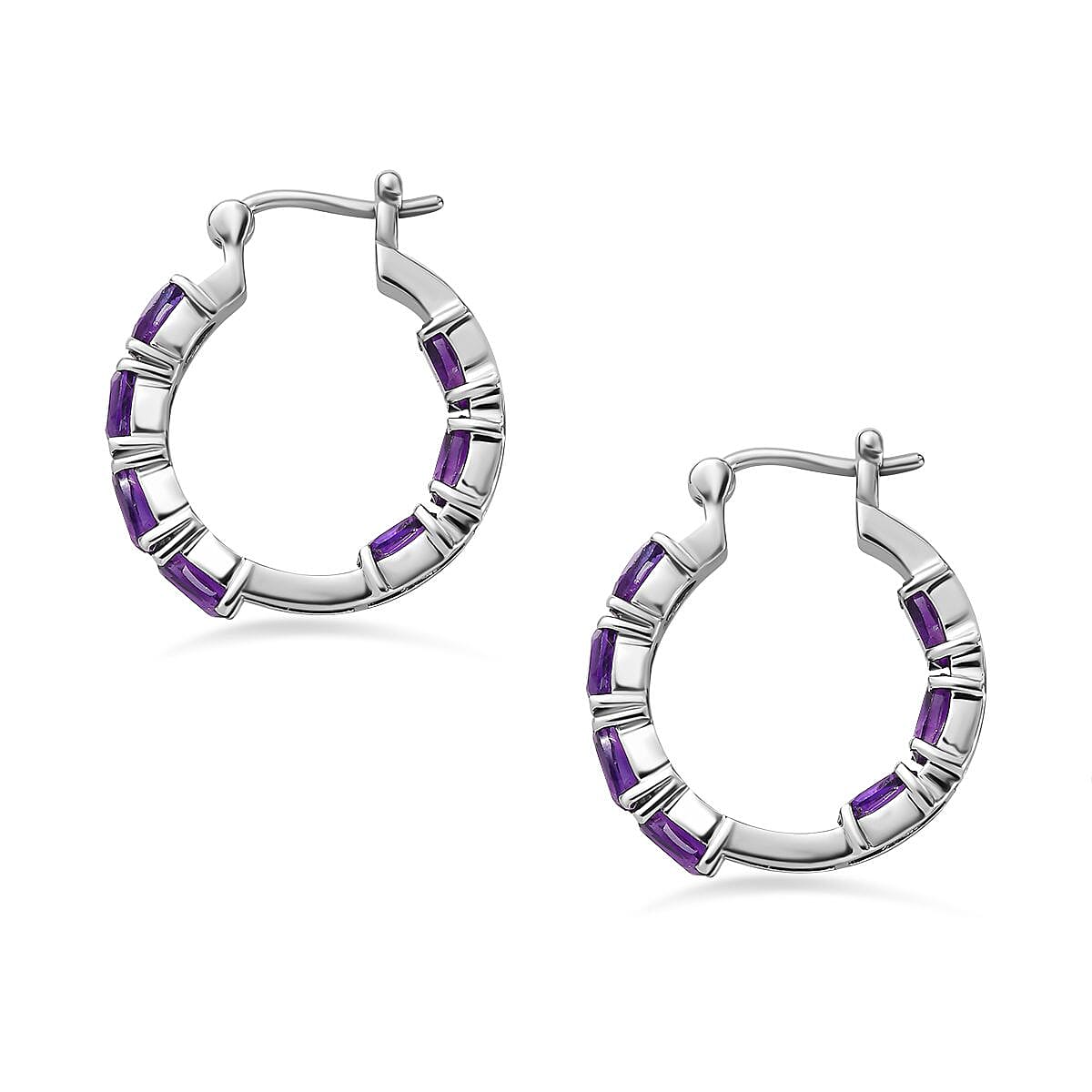 Amethyst Hoop Earrings with Clasp 6.23 Ct.