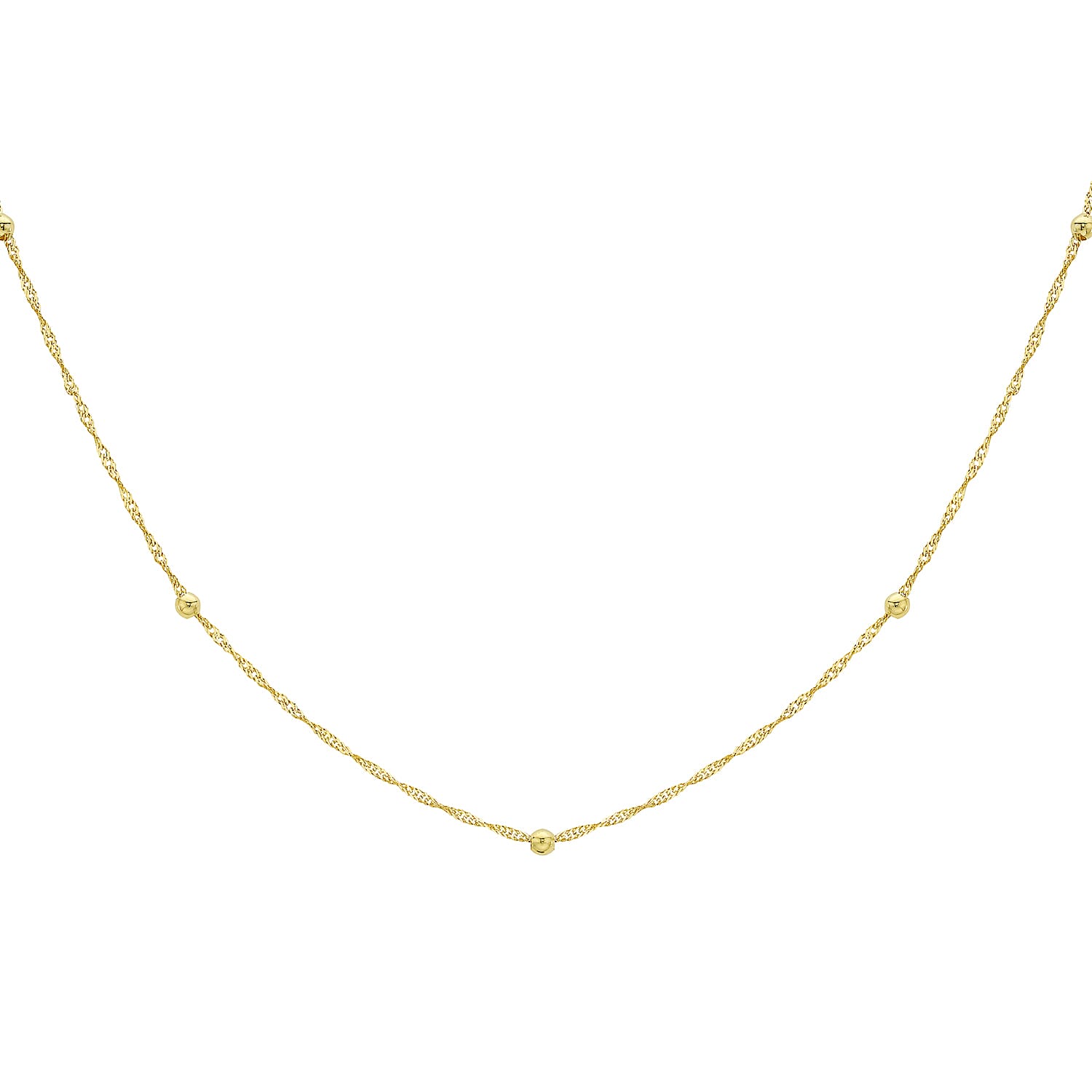 9K Yellow Gold Balls and Twist Curb Chain With Spring Ring Clasp (Size - 16)