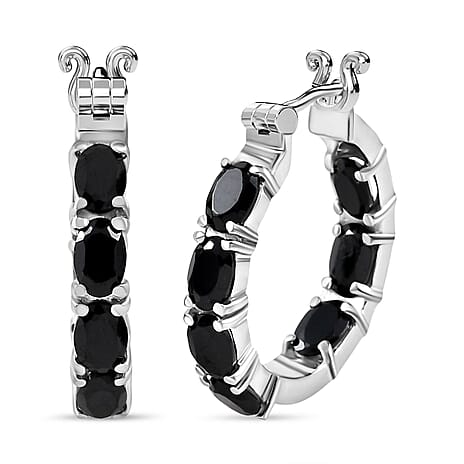 Boi Ploi Black Spinel Hoop Earrings with Clasp 8.95 Ct
