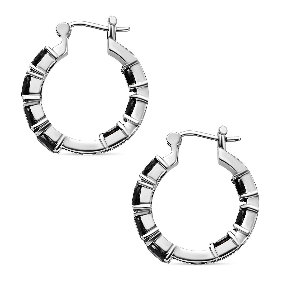 Boi Ploi Black Spinel Hoop Earrings with Clasp 8.95 Ct