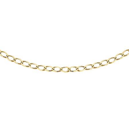 9K Yellow Gold 2.2 MM Curb Chain With Spring Ring Clasp 16 Inch Diamond Cut