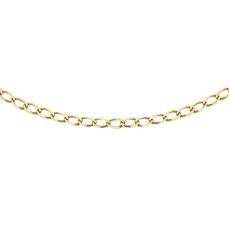 9K Yellow Gold Flat Curb Chain With Spring Ring Clasp (Size - 16)