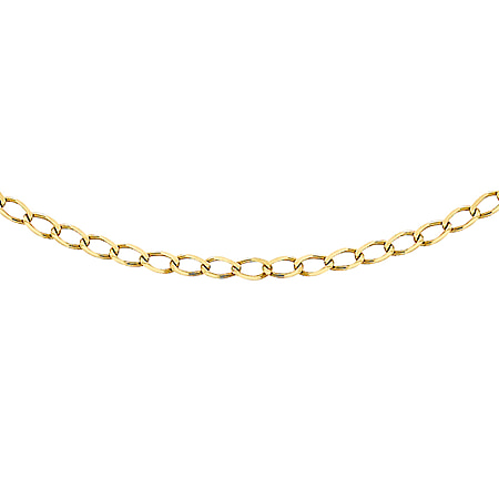Diamond Cut Flat Curb Chain 18 Inch in 9K Yellow Gold