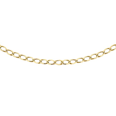 Diamond Cut Flat Curb Chain 18 Inch in 9K Yellow Gold Diamond Cut Flat Curb Chain 18 Inch in 9K Yellow Gold