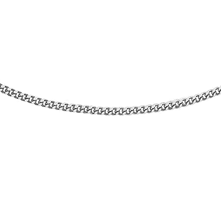 18K White Gold Diamond Cut Curb Chain 18 Inch