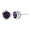 Amethyst Solitaire Stud Earrings in Sterling Silver 1.50 Ct