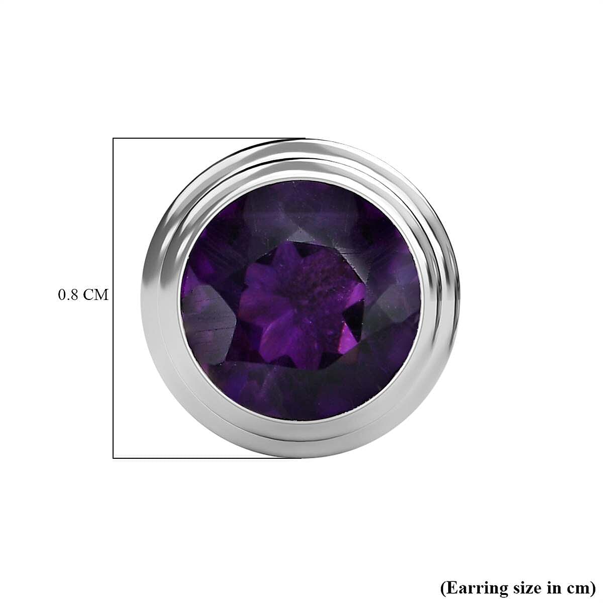 Amethyst Stud Solitaire Earrings with Push Back in Sterling Silver 1.49 Ct.