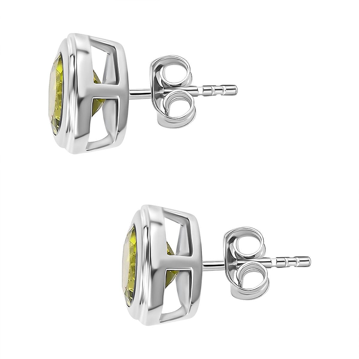 Hebei Peridot Stud Earrings With Push Back in Sterling Silver 1.65 Ct Hebei Peridot Stud Earrings With Push Back in Sterling Silver 1.65 Ct