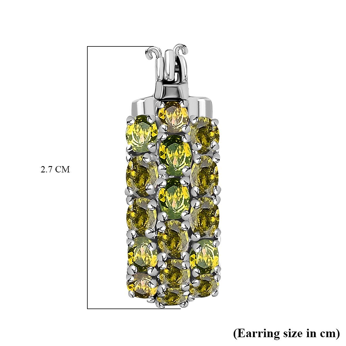 Green Cubic Zirconia Half Hoop Earring Stainless Steel 4.80 ct 7.552 Ct. Green Cubic Zirconia Half Hoop Earring Stainless Steel 4.80 ct 7.552 Ct.