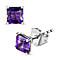 Amethyst Solitaire Stud Earrings in Platinum Overlay Sterling Silver 1.38 Ct