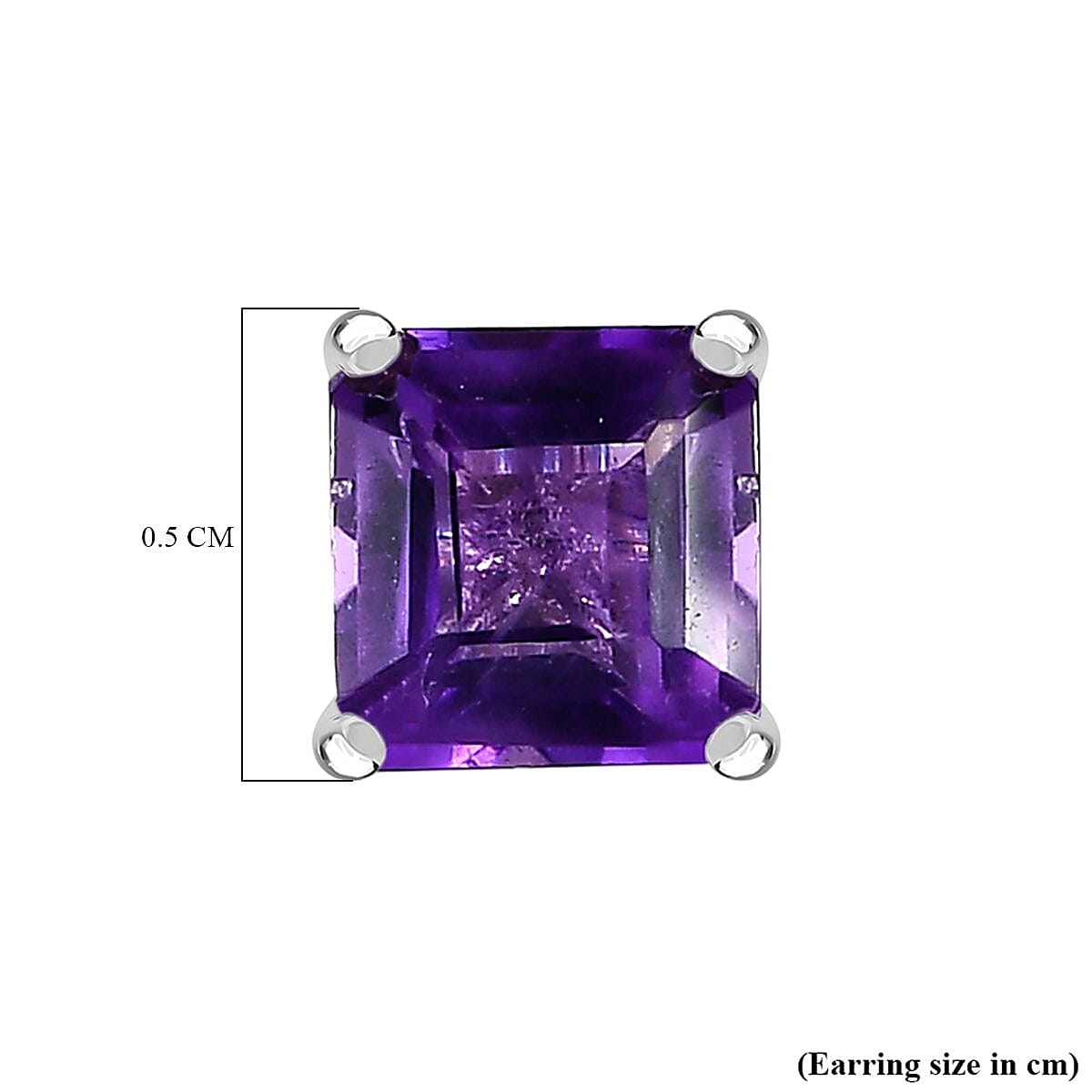Amethyst Solitaire Stud Earrings with Push Back in Platinum Overlay Sterling Silver 1.38 Ct