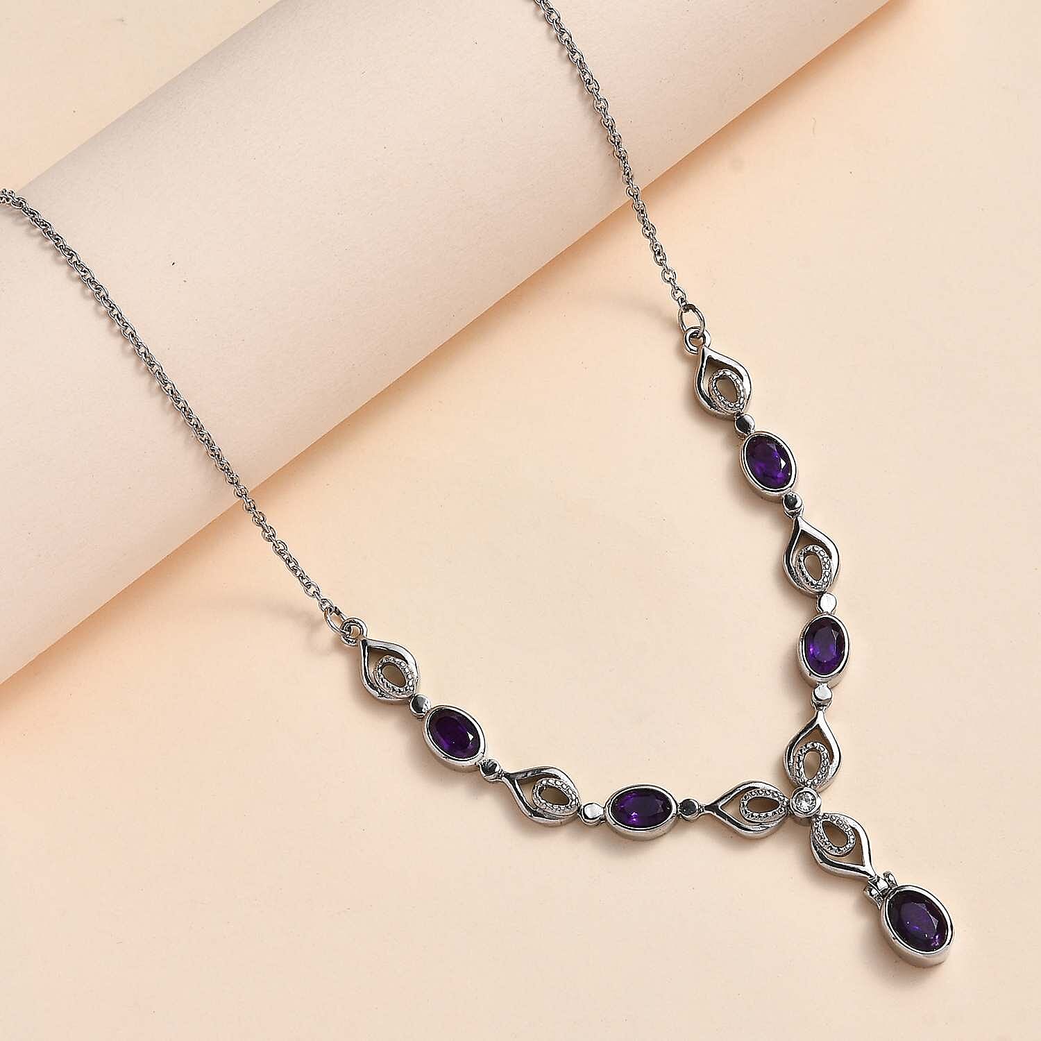 Amethyst & Natural Zircon Necklace (Size - 20) 2.65 Ct.