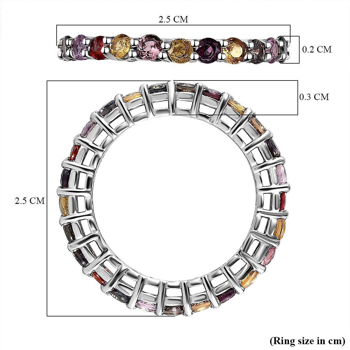 Multi Sapphire Band Ring in Platinum Overlay Sterling Silver 2.30 Ct