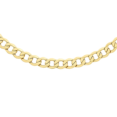 Diamond Cut Curb Chain 24 Inch in 9K Yellow Gold