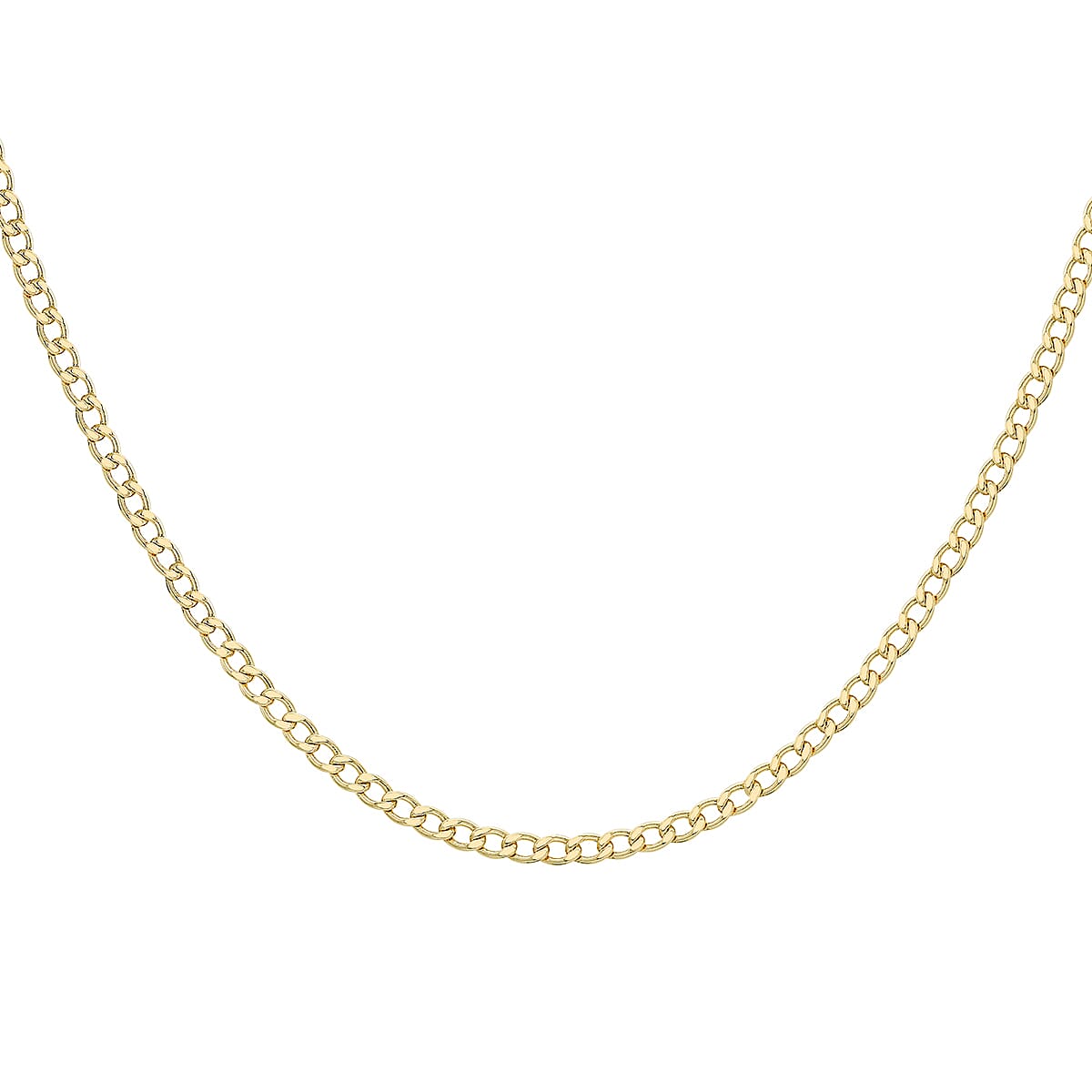 9K Yellow Gold Flat Curb Chain With Lobster Clasp (Size - 18)