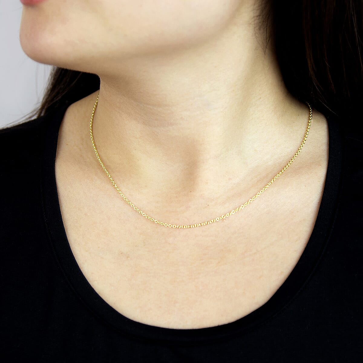 9K Yellow Gold  Chain (Size - 16),  Gold Wt. 1.7 Gms