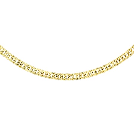 9K Yellow Gold 3 MM Triple Curb Chain With Lobster Clasp 18 Inch Diamond Cut