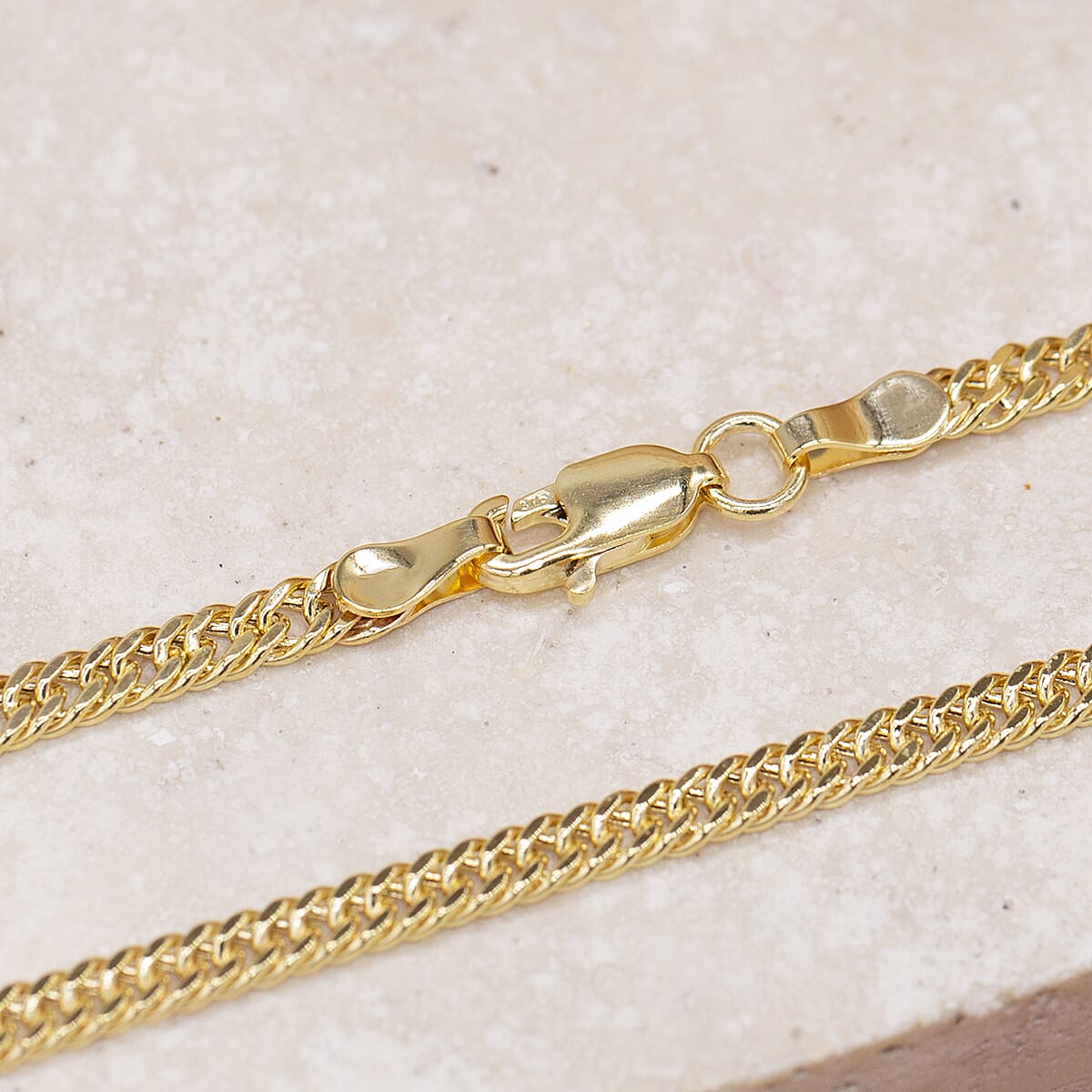 9K Yellow Gold Triple Curb Chain With Lobster Clasp (Size - 18)