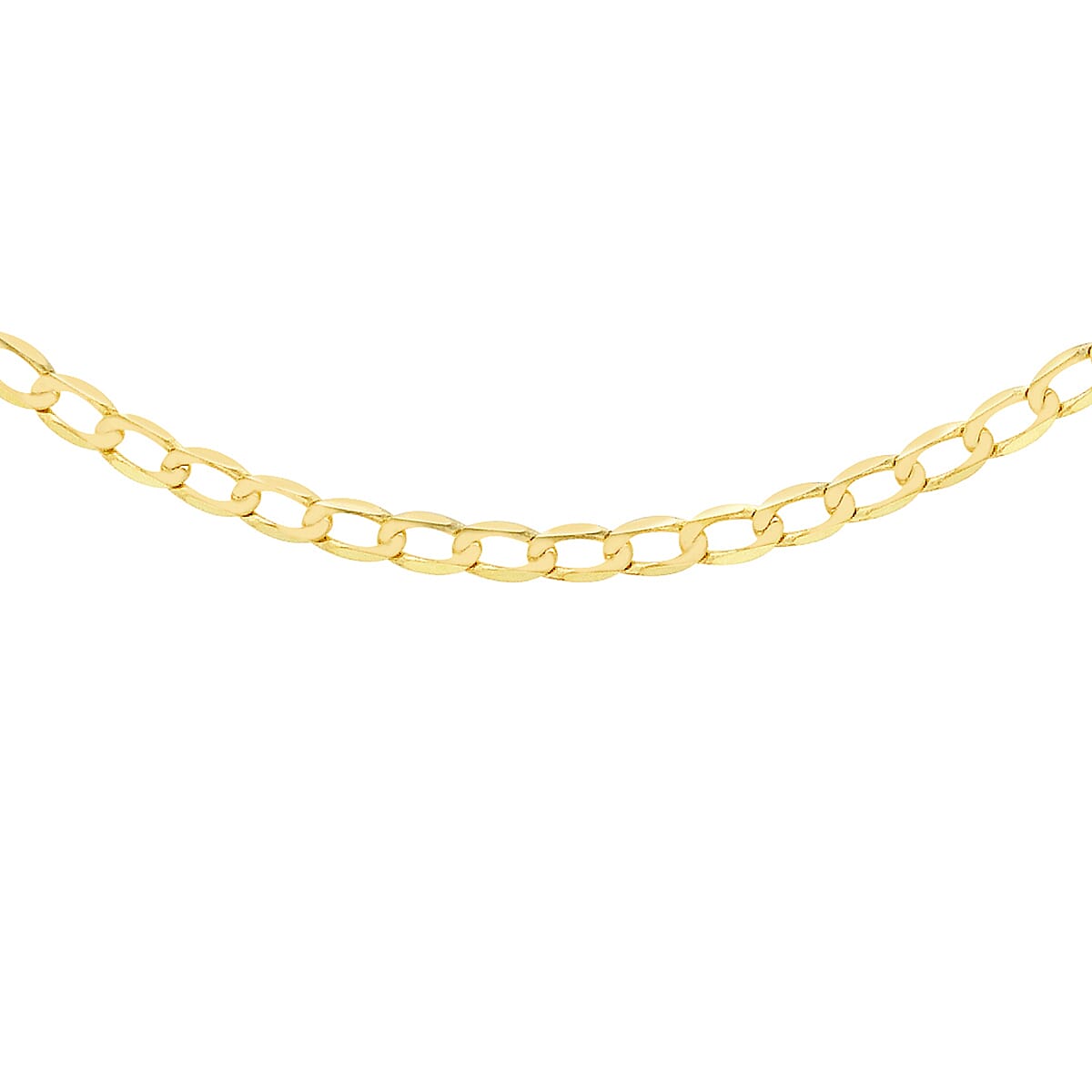 9K Yellow Gold Flat Curb Chain With Spring Ring Clasp (Size - 16)