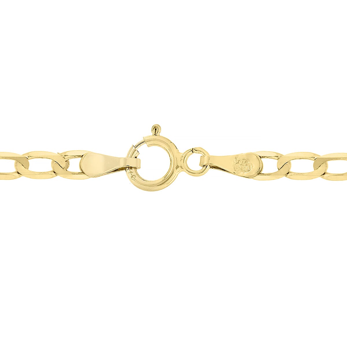 9K Yellow Gold Flat Curb Chain With Spring Ring Clasp (Size - 16)