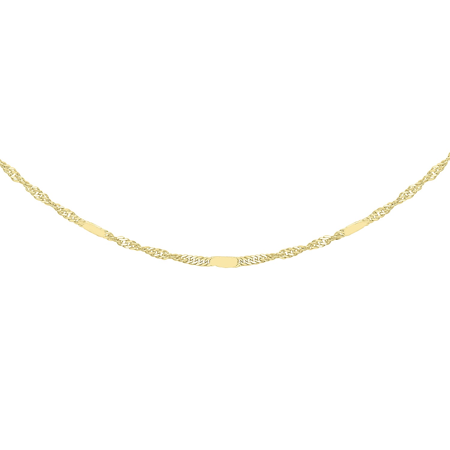 9K Yellow Gold Twist Bar Curb Chain With Spring Ring Clasp (Size - 16)