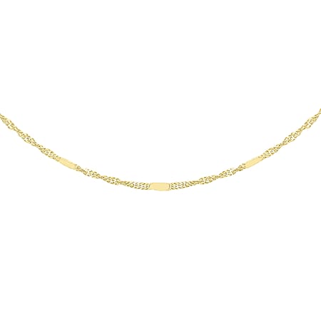 Twist Bar Curb Chain 16 Inch in 9K Yellow Gold