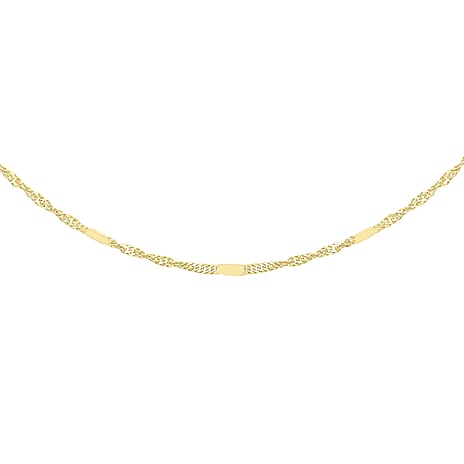 9K Yellow Gold Twist Bar Curb Chain With Spring Ring Clasp (Size - 16)