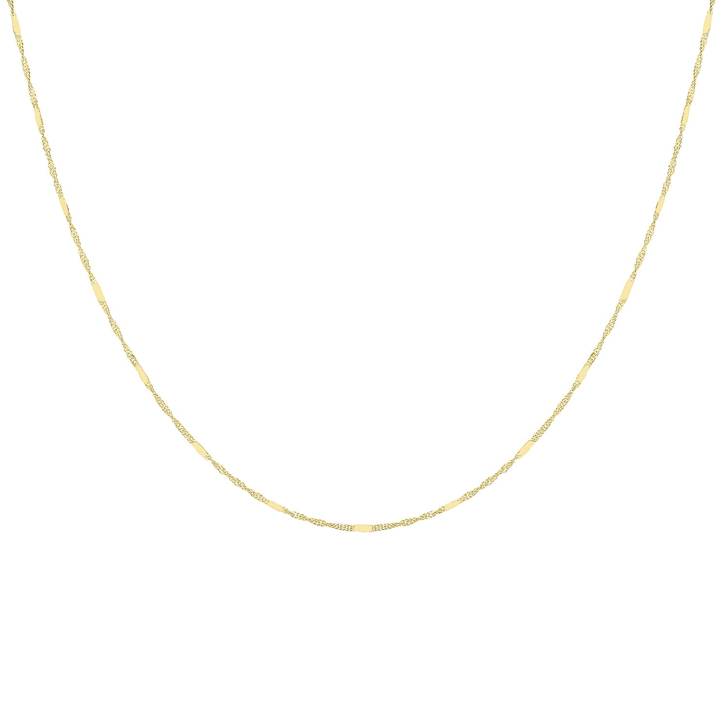 9K Yellow Gold Twist Bar Curb Chain With Spring Ring Clasp (Size - 16)