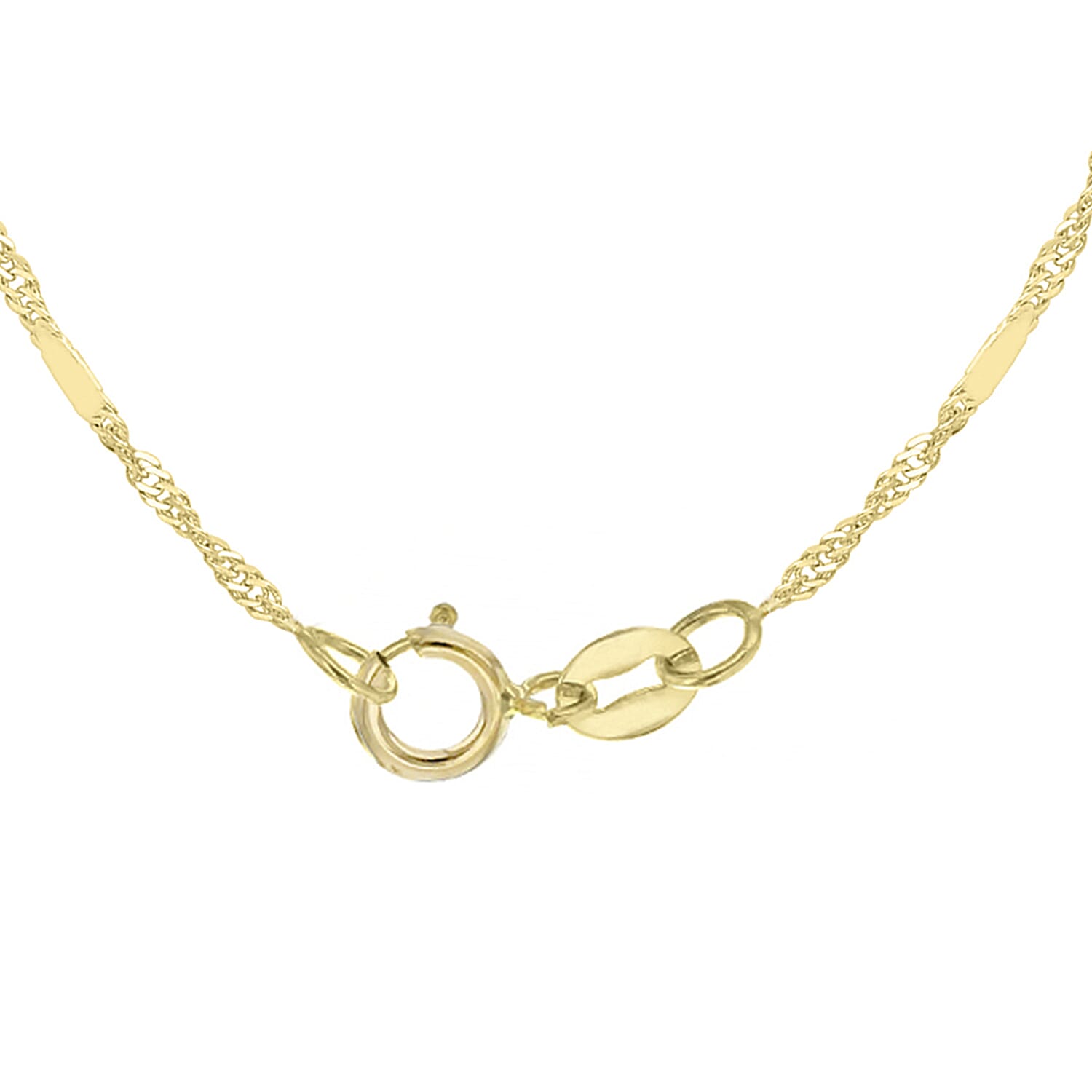 9K Yellow Gold Twist Bar Curb Chain With Spring Ring Clasp (Size - 16)