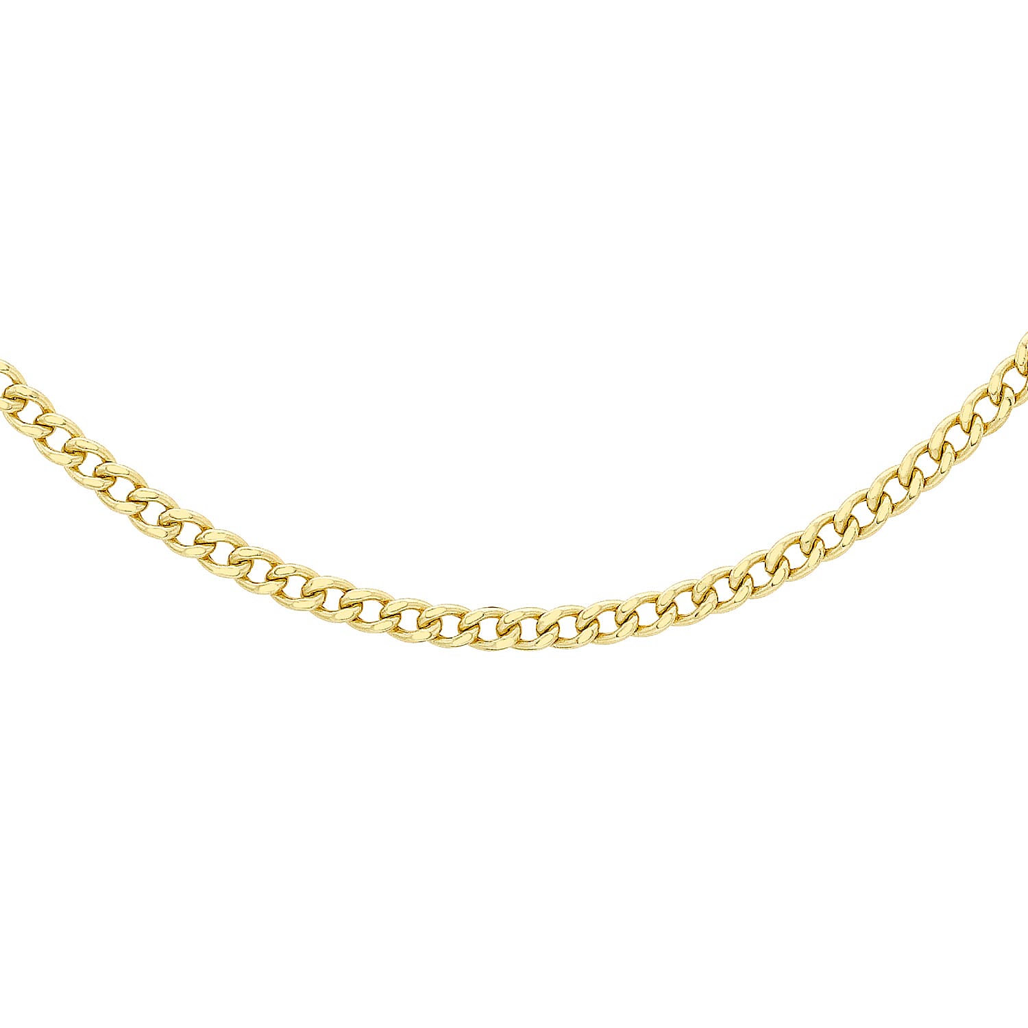 9K Yellow Gold Diamond Cut Curb Chain With Lobster Clasp (Size - 18)