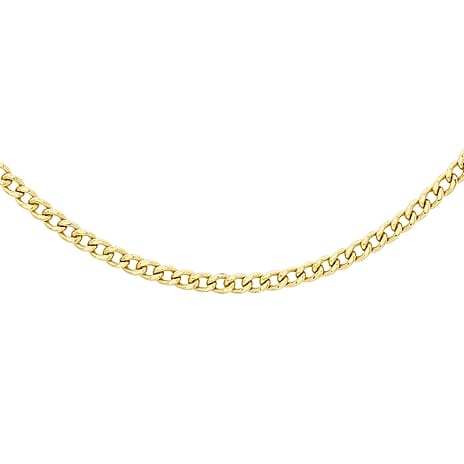 9K Yellow Gold Diamond Cut Curb Chain With Lobster Clasp (Size - 18)