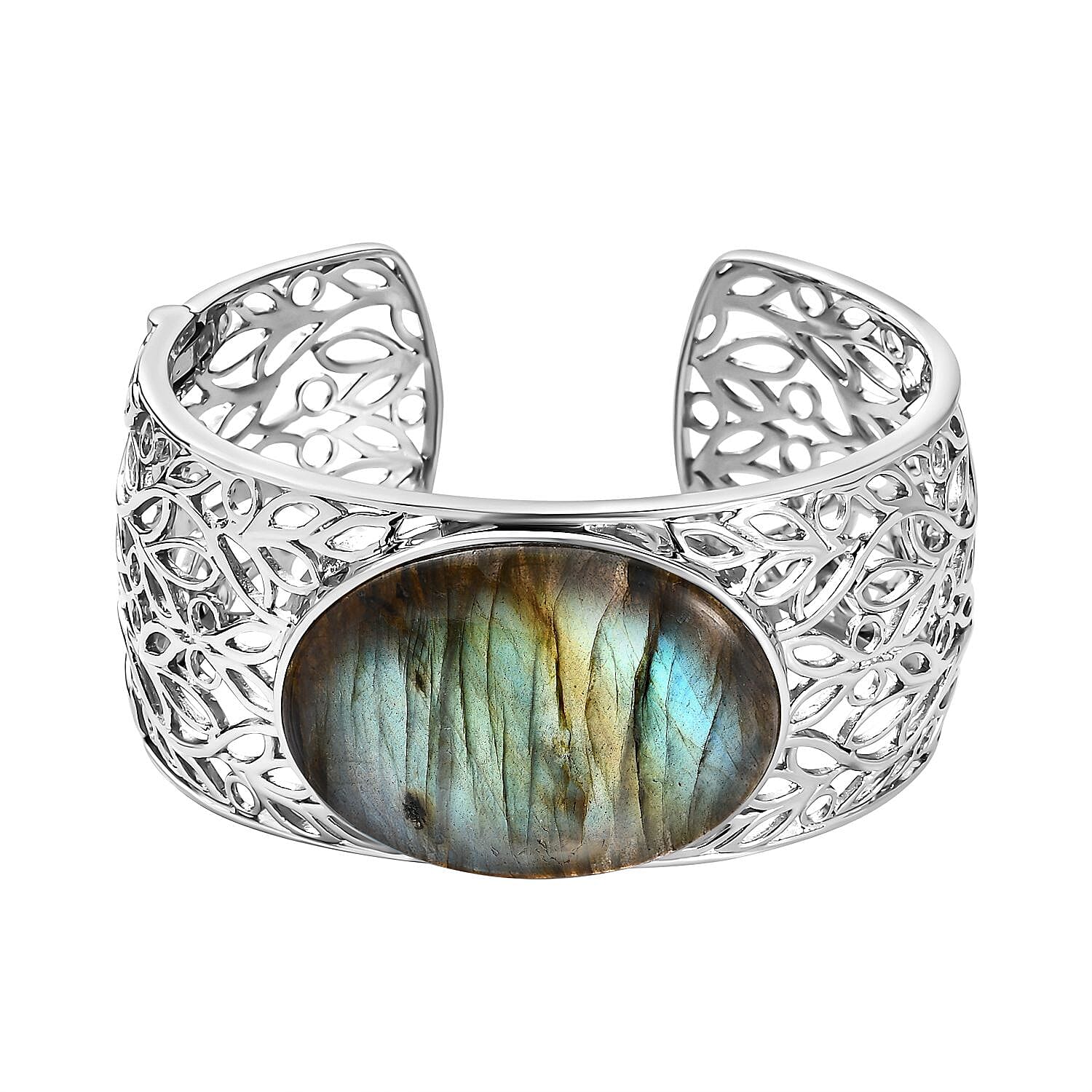 One Time Deal- Labradorite Solitaire Bangle (Size 7.5)  68.11 Ct.