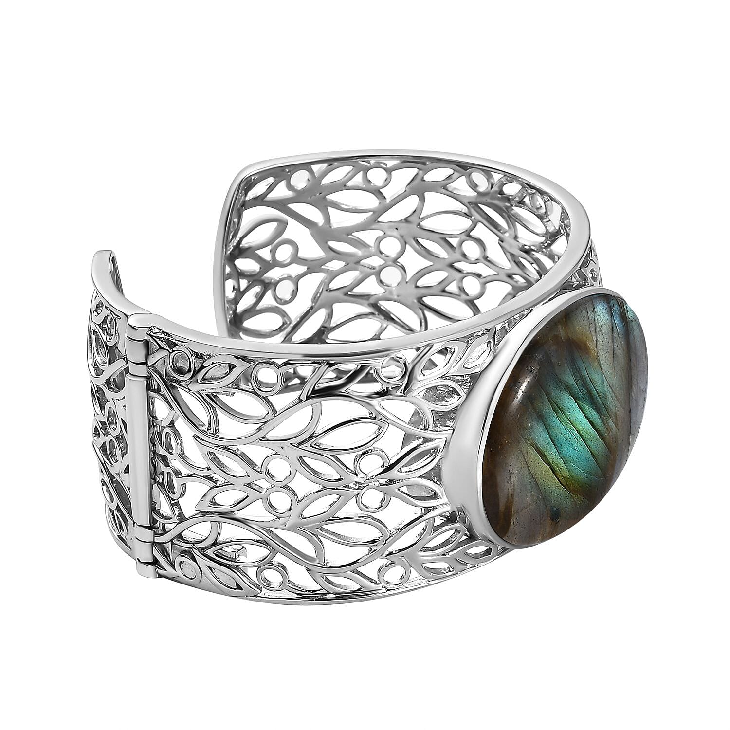 One Time Deal- Labradorite Solitaire Bangle (Size 7.5)  68.11 Ct.