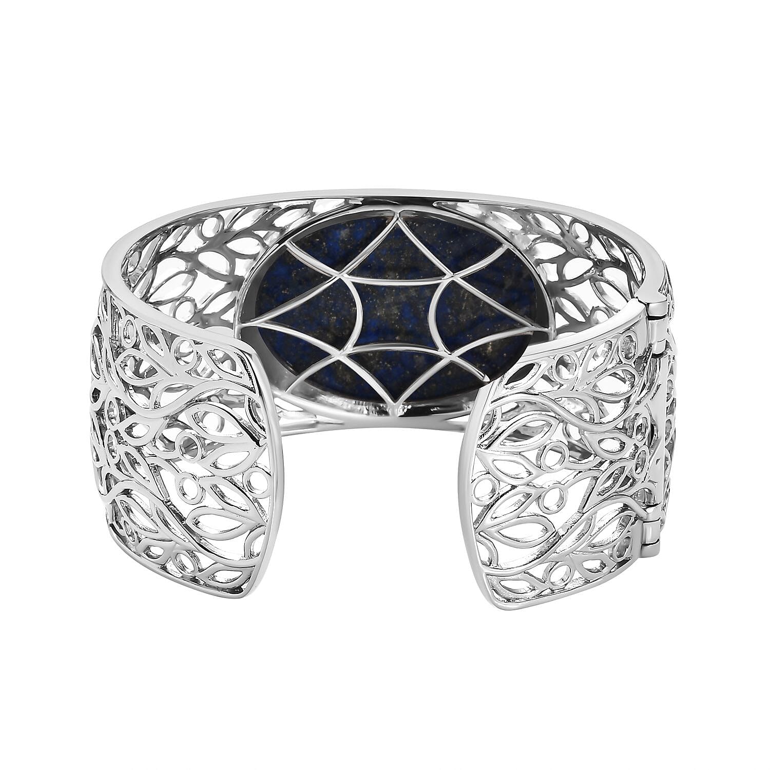 One Time Deal- Lapiz Lazuli Solitaire Cuff Bangle (Size 7.5)  77.28 Ct.
