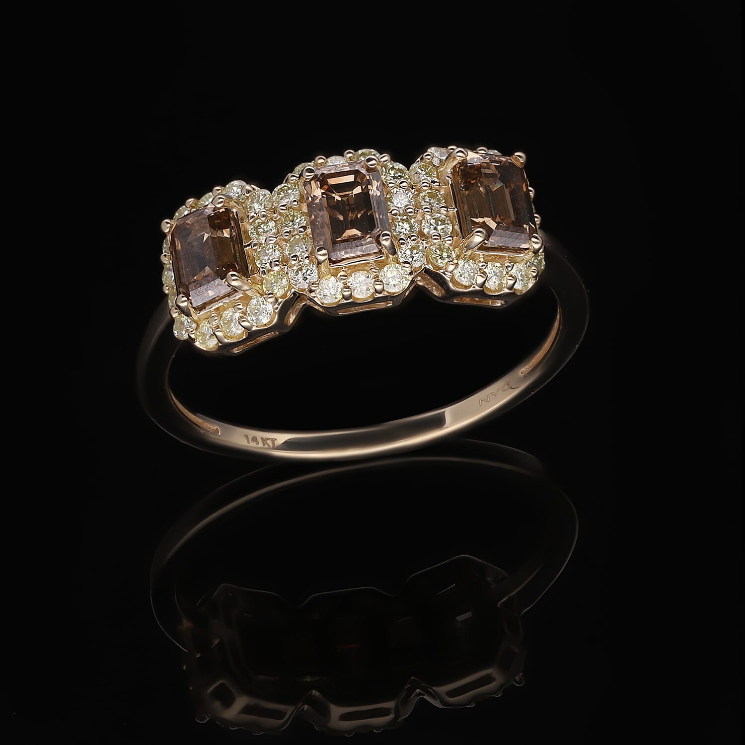 14K Yellow Gold SGL Appraised and Certified Natural Champagne Diamond & Yellow Diamond (SI-I1) Ring 2.00 Ct.