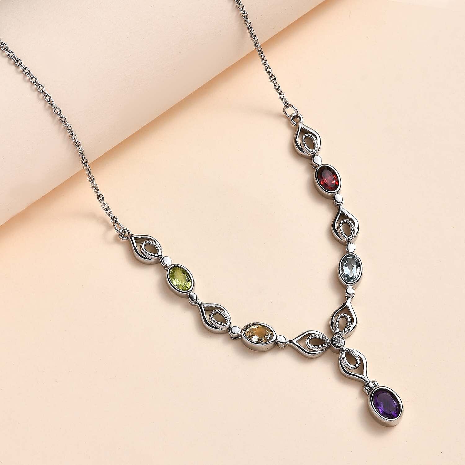 Skyblue Topaz & Multi Gemstone Necklace (Size 20) 2.76 Ct.