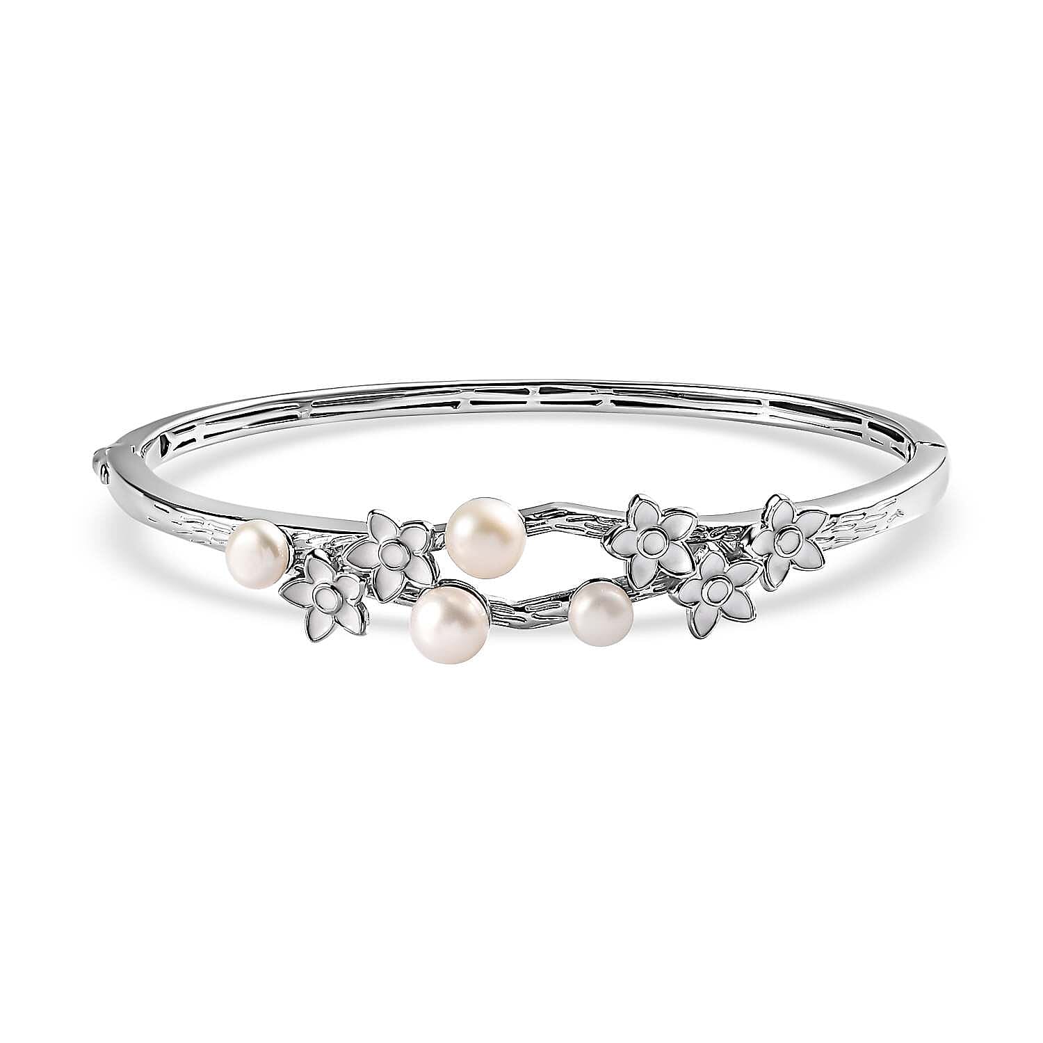 Silver hot sale pearl bangles